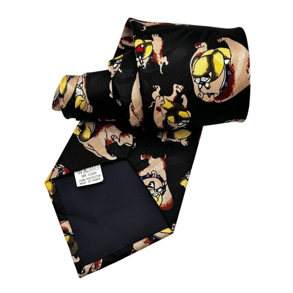 Steven Harris Looney Tunes Allover Bulldog Graphic Print Pattern Tie Necktie - Picture 3 of 4